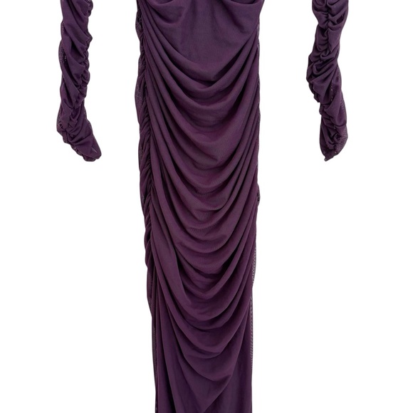 NWT Windsor Marla Mesh Off-The-Shoulder Formal Dress Size Large Purple Plum Long - Picture 9 of 12